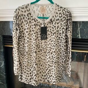 Leopard Print Henley Top